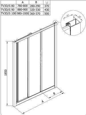Душевая дверь в нишу Kolpa San Luna TV3D/S 90 Хром