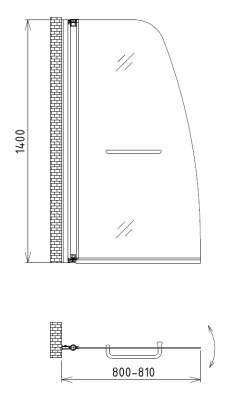 Шторка на ванну Gemy New Rockcoco 80х140 профиль Хром стекло прозрачное