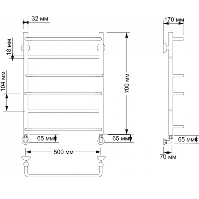 Водяной полотенцесушитель Secado Верона 1 50х70 Бронза