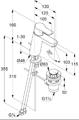 Смеситель для раковины Kludi Pure&Easy XL 372909165 Белый Хром