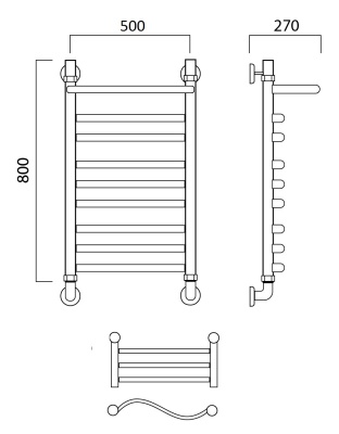 Водяной полотенцесушитель Aquanerzh 000-400A8050 Хром