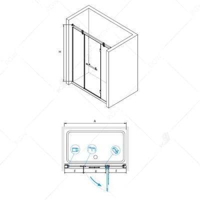 Душевая дверь в нишу RGW Viscount VI-02 170 петли Золото стекло прозрачное