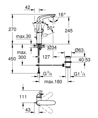 Смеситель для раковины Grohe Eurostyle New 23569LS3 Белая луна