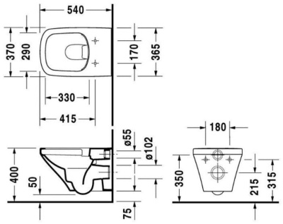 Унитаз Duravit Durastyle 2538090000 подвесной без крышки-сиденья