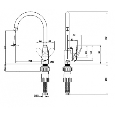 Смеситель для кухни Villeroy&Boch O.novo Start TVK10510111061 Хром