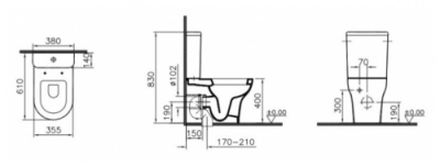 Унитаз компакт Vitra Zentrum 9012B003-7202 с бачком и сиденьем Микролифт