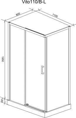 Душевой уголок Cerutti SPA Vito 110x80 B L профиль Черный стекло прозрачное