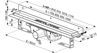 Душевой лоток Ravak 10° OZW 85 Хром