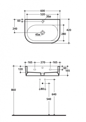 Раковина Kerasan Flo 3142 600 мм