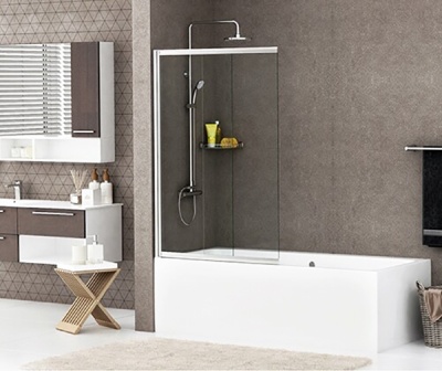 Шторка на ванну WasserKRAFT Main 100x140 41S02-100WS профиль Серебристый стекло прозрачное с покрытием WasserSchutz