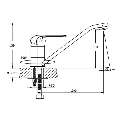 Смеситель для кухни Groft Hansberg 004 GF0025 Хром