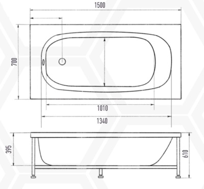 Акриловая ванна Eurolux Bath Eko Lait 150х70 E1015070017 без гидромассажа