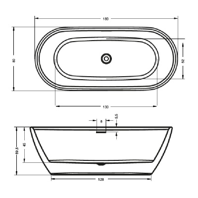 Акриловая ванна Riho Inspire 180x80 без гидромассажа