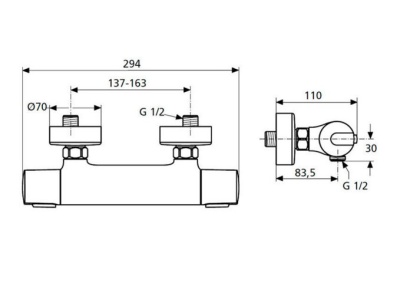 Смеситель для душа Ideal Standard Ceratherm 100 New A4618AA с термостатом Хром
