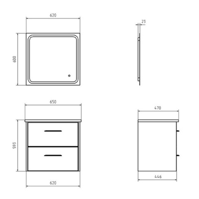 Зеркало ASB-Woodline Оскар 65 с подсветкой С подсветкой