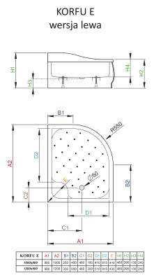Акриловый поддон для душа Radaway Korfu E 90x120x49 белый, в левый угол