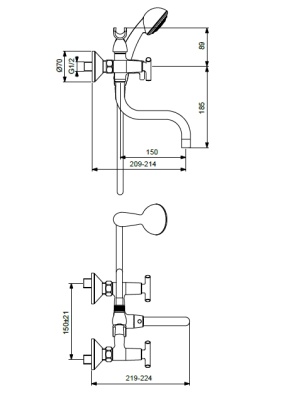 Смеситель для ванны Vidima Trinity BA260AA Хром