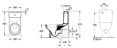Чаша унитаза-компакта Villeroy&Boch O Novo 56581001 без сиденья