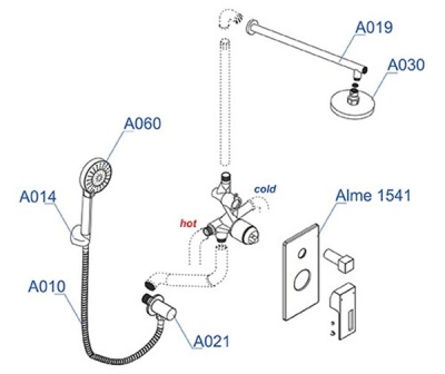 Душевая система WasserKRAFT Alme A14130 Хром