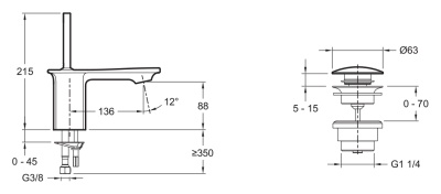 Смеситель для раковины Jacob Delafon Stance E14760-CP Хром