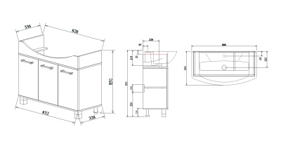 Тумба с раковиной Sanflor Толедо 85 С0000001821 Венге Орегон