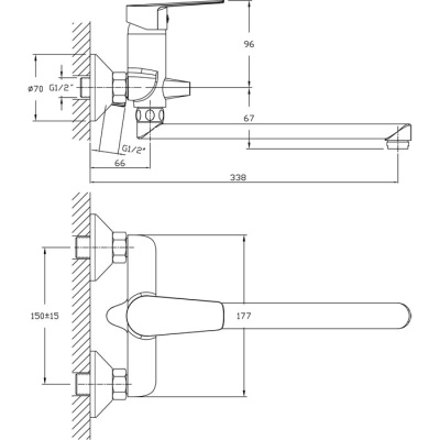 Смеситель для ванны Rush Disco DI6935-51 универсальный Хром