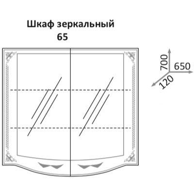 Зеркальный шкаф Какса-А Классик-Д 65 004109 Белый, Серебро
