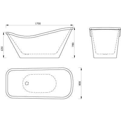 Акриловая ванна Abber AB9231B 170х80 без гидромассажа