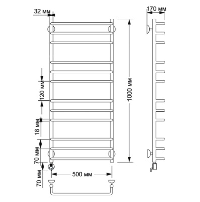 Электрический полотенцесушитель Secado Мерида 3 50х100 Бронза