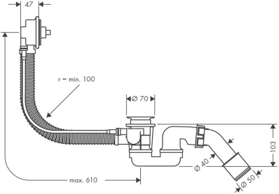 Слив-перелив Hansgrohe Flexaplus 58140180 Хром