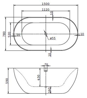 Акриловая ванна BelBagno BB27 150x78 Белая