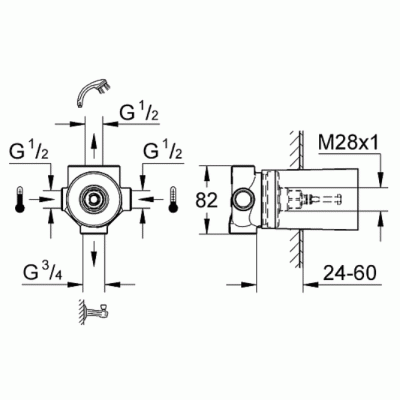 Скрытая часть переключателя для душа Grohe 29707000 Латунь