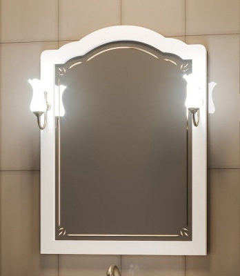 Комплект мебели для ванной Opadiris Лоренцо 80 Белый матовый со светильником Рустика Бронза