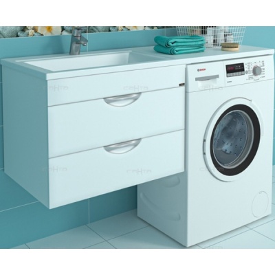 Тумба с раковиной СанТа Лидер 130 L 700259+900114 подвесная Белая