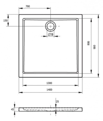 Акриловый поддон для душа Riho Zurich 256 140x90 DA6400500000000 без антискользящего покрытия