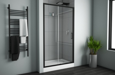 Душевая дверь Bravat Black Line 120 BD120.4101B профиль Черный стекло прозрачное