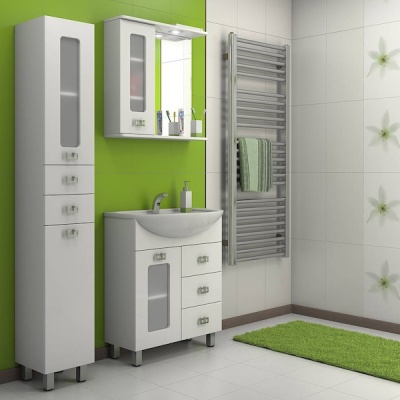 Зеркало со шкафом Какса-А Витраж 62 R 003315 с подсветкой Белое