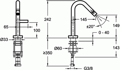 Смеситель для биде Jacob Delafon Stillness E971-4-CP Хром