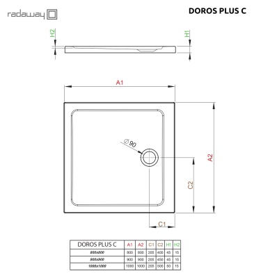 Акриловый поддон для душа Radaway Doros Plus C 90x90x4,5 Белый