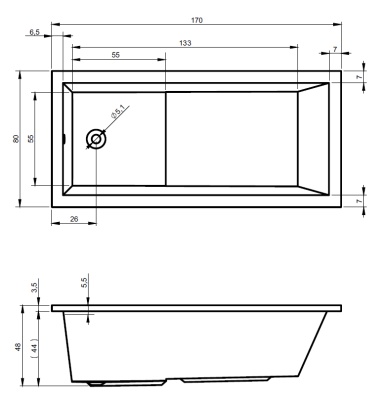 Акриловая ванна Riho Lusso Plus 170x80 без гидромассажа
