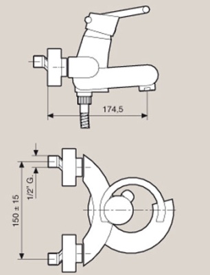 Смеситель для ванны Emmevi Twist 6601 Хром