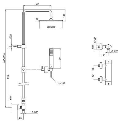 Душевая система Webert Wolo WO980104015PVC Хром с верхним душем PVC