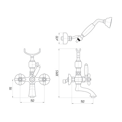 Смеситель для ванны Migliore Princeton Plus ML.PRP-8002 Хром