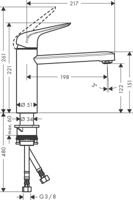 Смеситель для кухни Hansgrohe Focus M421-H120 71806000 Хром