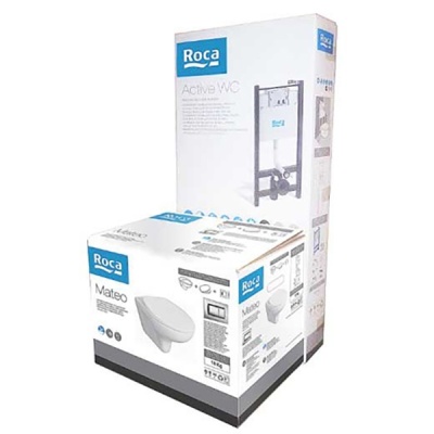 Комплект унитаза с инсталляцией Roca Mateo 893100010 с сиденьем Микролифт с клавишей смыва Хром
