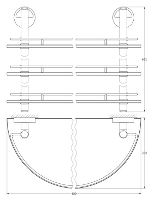 Стеклянная полка FBS Luxia 082 Хром