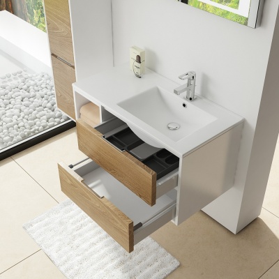 Тумба с раковиной SanVit Мэри-4 90 R в цвете Ral подвесная Шоколад