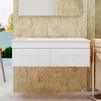 Тумба с раковиной SanVit Квадро Lux 120 kkvad120 в цвете Ral подвесная Белый глянец