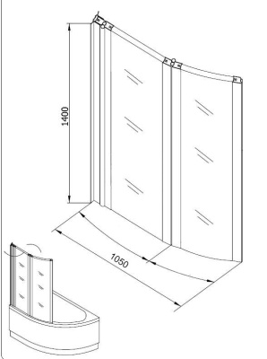 Шторка на ванну Kolpa San Quat TP 105 профиль Белый