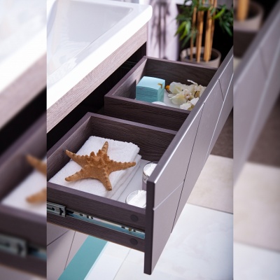 Тумба под раковину Бриклаер Кристалл 80 подвесная Ясень Анкор темный